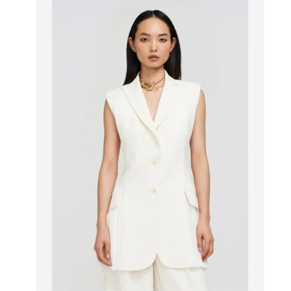 Simkhai | NWT Arbor Pleated Sleeveless Blazer Minidress in Natural White